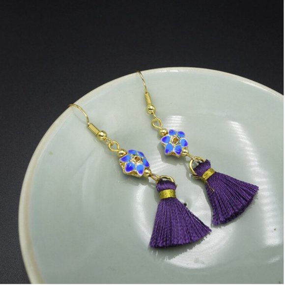 Jewelry - Lotus Flower Tassel Earrings